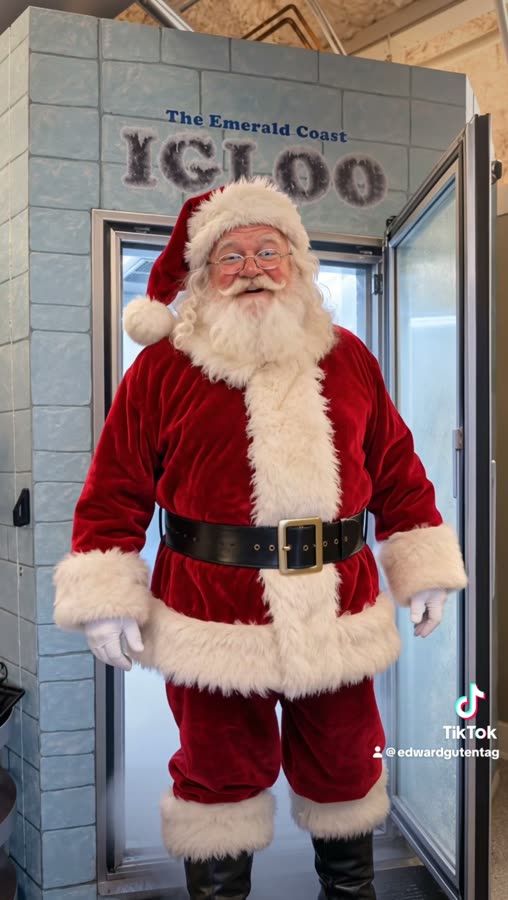 Santa stepping out of the Cryo850 cryotherapy chamber
